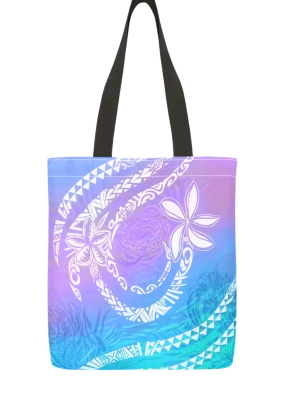 Floral Wave Gradient Tote Bag in Purple-Blue